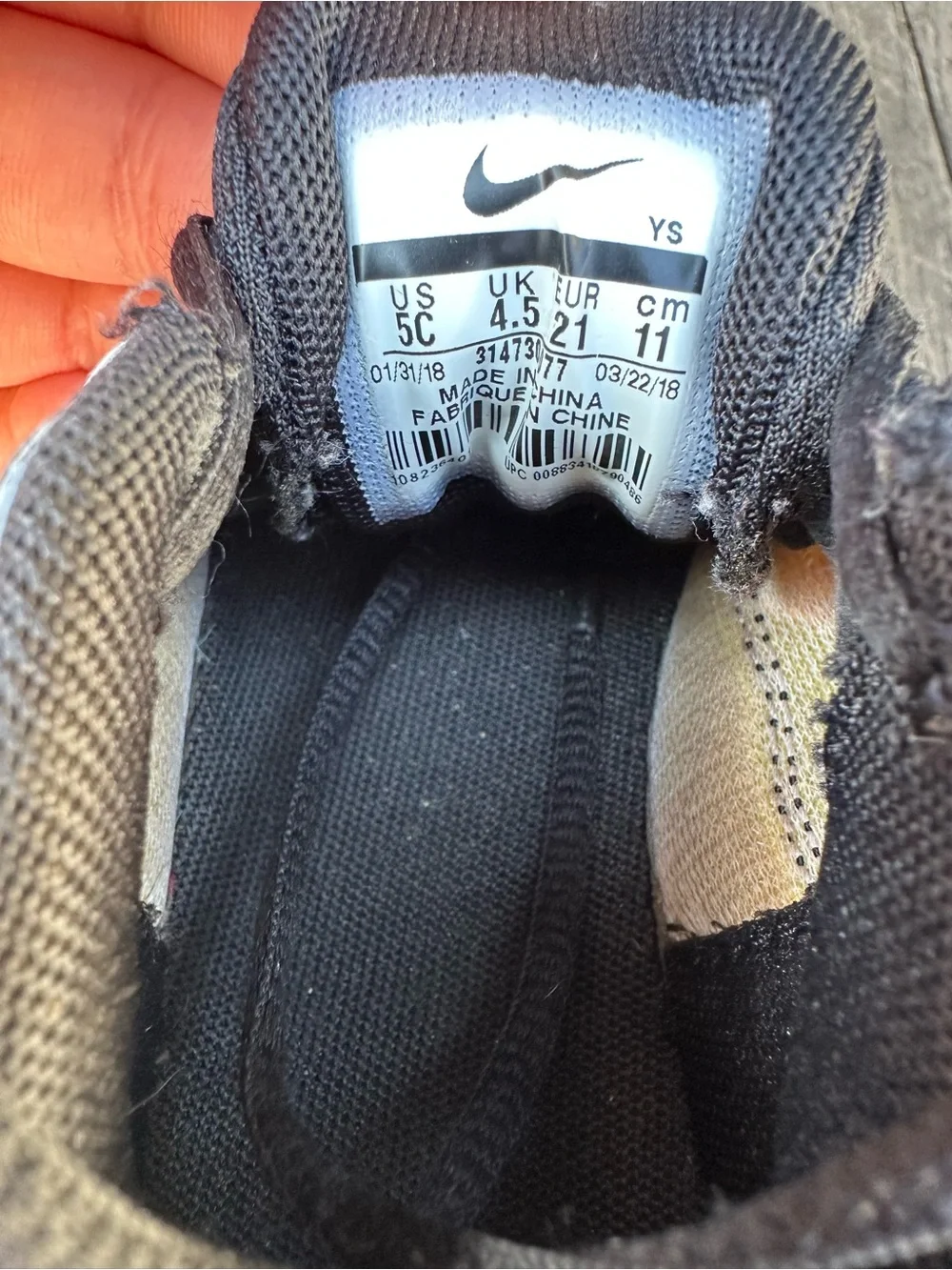 Nike Kids Black and Gray Sneakers with White Soles